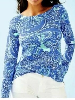 Lilly Pulitzer Tristan top in the "Coastal Blue Legga Sea" Size XL